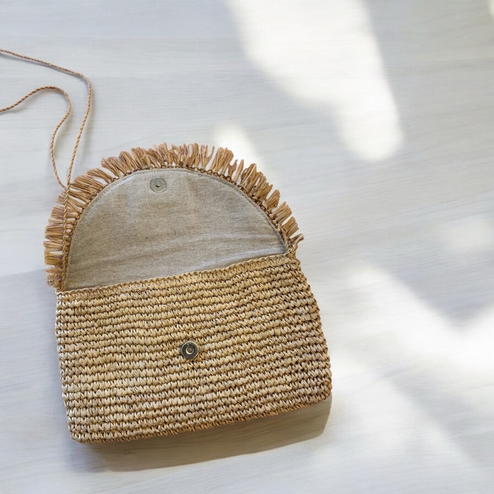 Straw Fringe Crossbody Bag - Picture 3 of 8